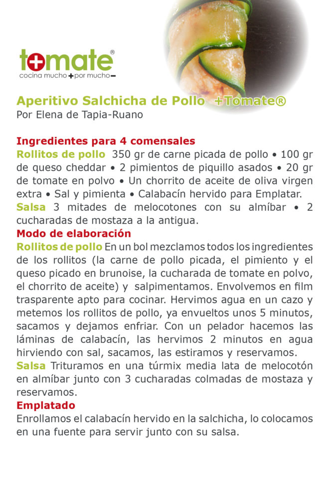 Aperitivo salchicha de pollo +Tomate