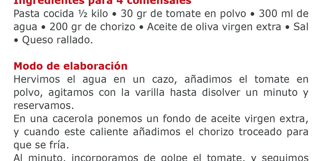 Macarrones o caracolas con +Tomate