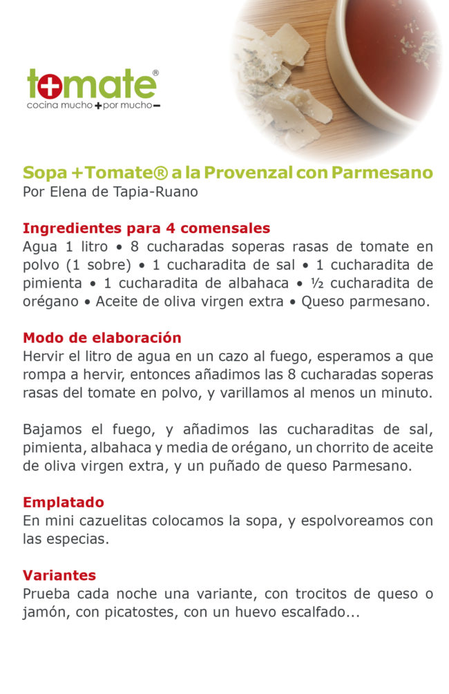 Sopa +Tomate a la provenzal con parmesano