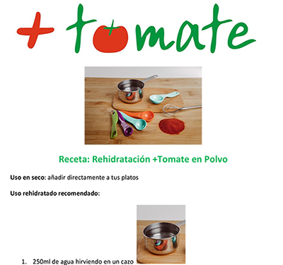 Rehidratación tomate en polvo